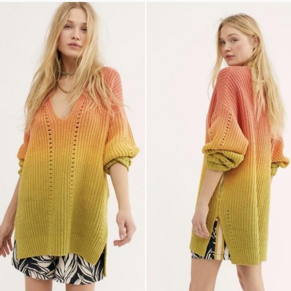 Free People Come Together Ombre Tunic Sweater S - Picture 4 of 15